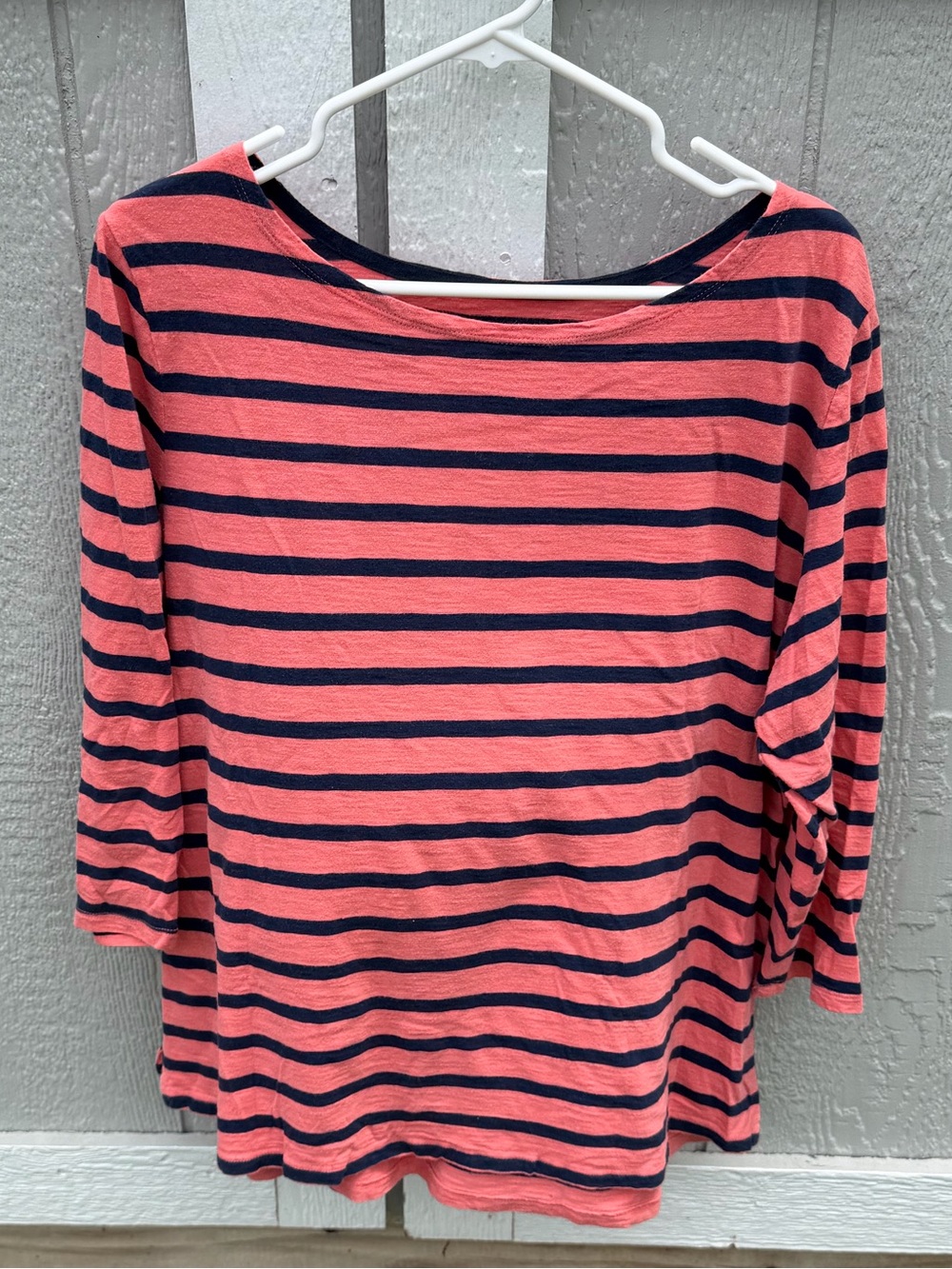 XXL - Old Navy Coral and Navy Striped Boatneck Top